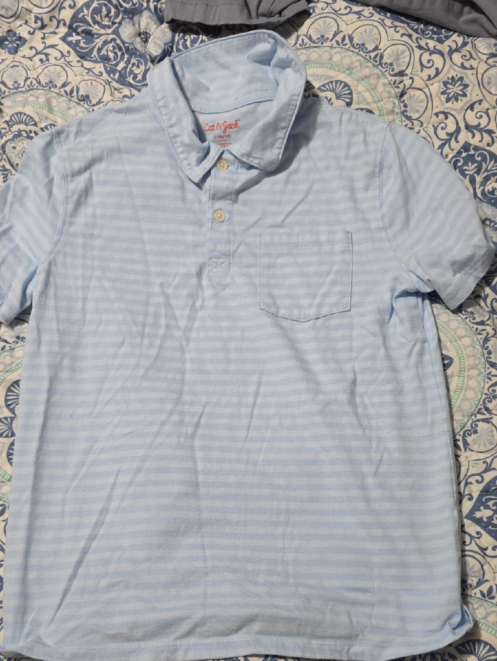 Cat & Jack Light Blue & White Striped Boy's Polo Shirt